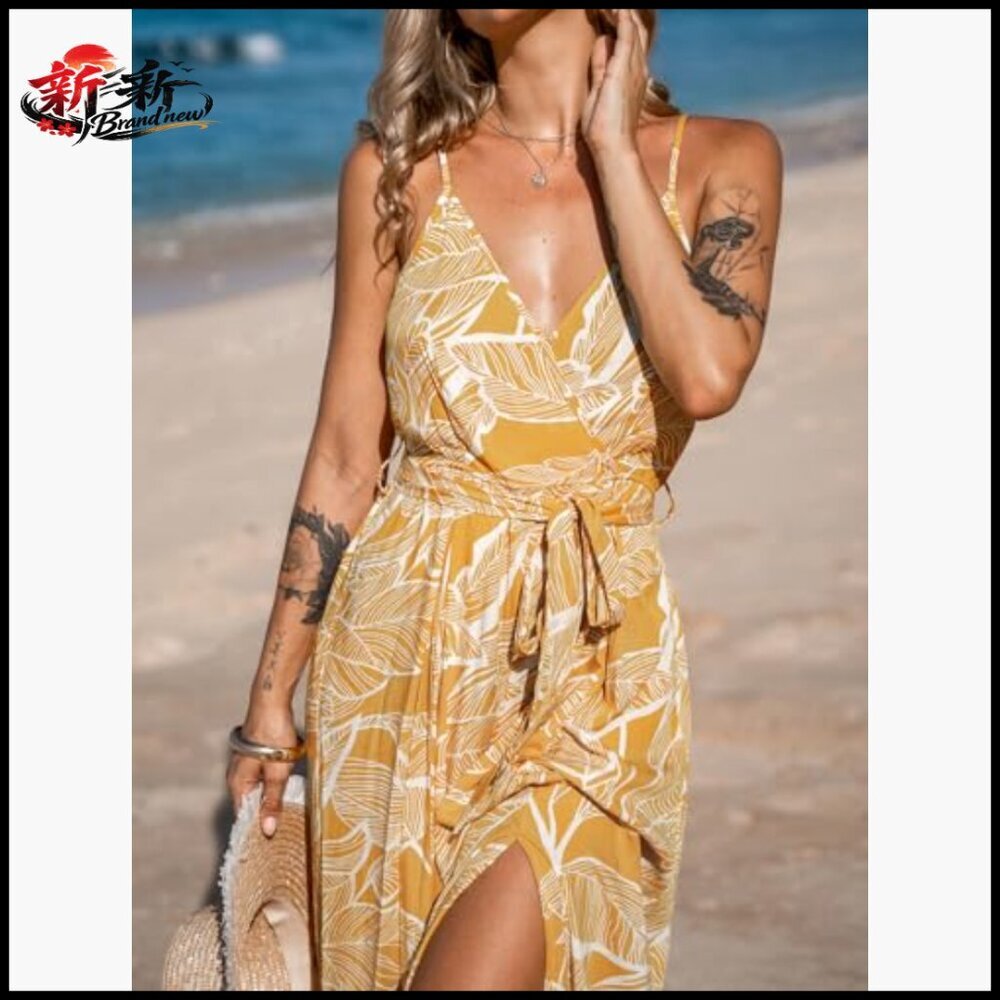 100% Rayon Sleeveless Wide Leg Jumpsuit V-Neck Pull On Casual - Picture 3 of 6